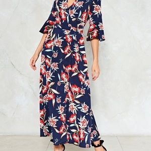 Nasty Gal Floral Wrap Maxi Dress